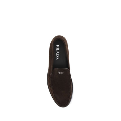 Prada Brown Calf Leather Bos Taurus Slip-On Loafers Prada