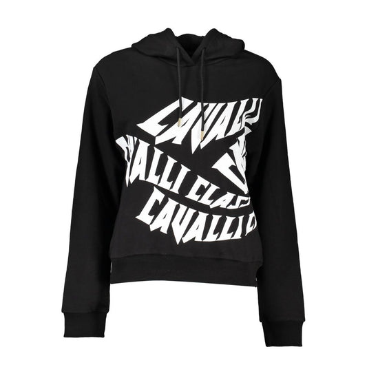 Cavalli Class Black Cotton Women Sweatshirt 1728,67403481248,Black,Cavalli Class,Clothing,New with tags,Sportswear - Clothing,Sweaters - Clothing,Sweatshirt - Sportswear - Clothing,Sweatshirts - Sweaters - Clothing,Women,XXL
