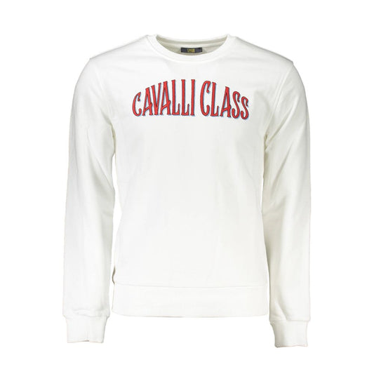 Cavalli Class Bianco Cotton Men Sweatshirt 1728,67403481248,Cavalli Class,Clothing,L,Men,New with tags,S,Sweaters - Clothing,Sweatshirts - Sweaters - Clothing,White,XL,XXL