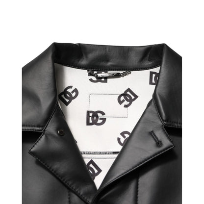 Dolce & Gabbana Black Polyester Button Down Biker Jacket 1728,67345645728,Biker Jackets - Jackets & Coats - Clothing,Black,Clothing,Dolce & Gabbana,IT50 | L,Jackets & Coats - Clothing,Jackets - Men - Clothing,Material: 90% Polyester 8% Paper 2% Elastane,M