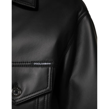 Dolce & Gabbana Black Polyester Button Down Biker Jacket 1728,67345645728,Biker Jackets - Jackets & Coats - Clothing,Black,Clothing,Dolce & Gabbana,IT46 | S,IT48 | M,Jackets & Coats - Clothing,Jackets - Men - Clothing,Material: 90% Polyester 8% Paper 2% E