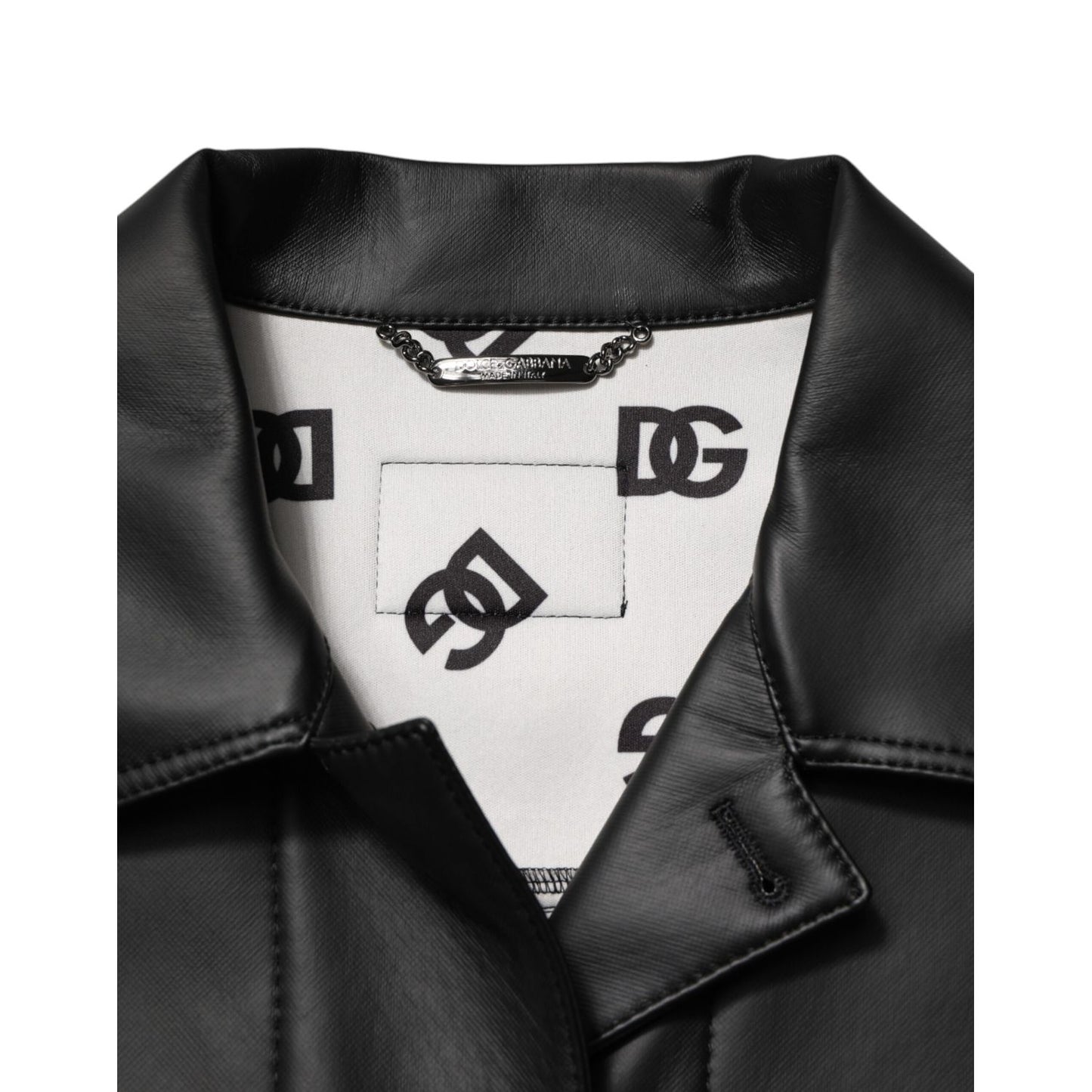 Dolce & Gabbana Black Polyester Button Down Biker Jacket 1728,67345645728,Biker Jackets - Jackets & Coats - Clothing,Black,Clothing,Dolce & Gabbana,IT46 | S,IT48 | M,Jackets & Coats - Clothing,Jackets - Men - Clothing,Material: 90% Polyester 8% Paper 2% E