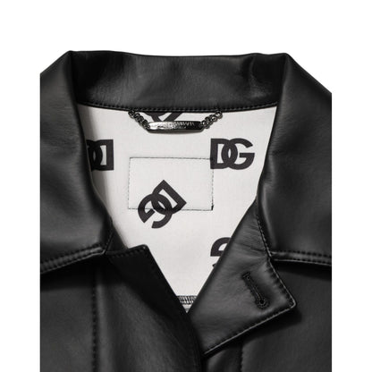 Dolce & Gabbana Black Polyester Button Down Biker Jacket 1728,67345645728,Biker Jackets - Jackets & Coats - Clothing,Black,Clothing,Dolce & Gabbana,IT46 | S,IT48 | M,Jackets & Coats - Clothing,Jackets - Men - Clothing,Material: 90% Polyester 8% Paper 2% E