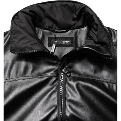 Dolce & Gabbana Black Polyester Logo Plaque Bomber Jacket 1728,67345645728,Black,Bombers - Jackets & Coats - Clothing,Clothing,Dolce & Gabbana,IT48 | M,Jackets & Coats - Clothing,Jackets - Men - Clothing,Material: 100% Polyester,Men,Men - Clothing,New wit