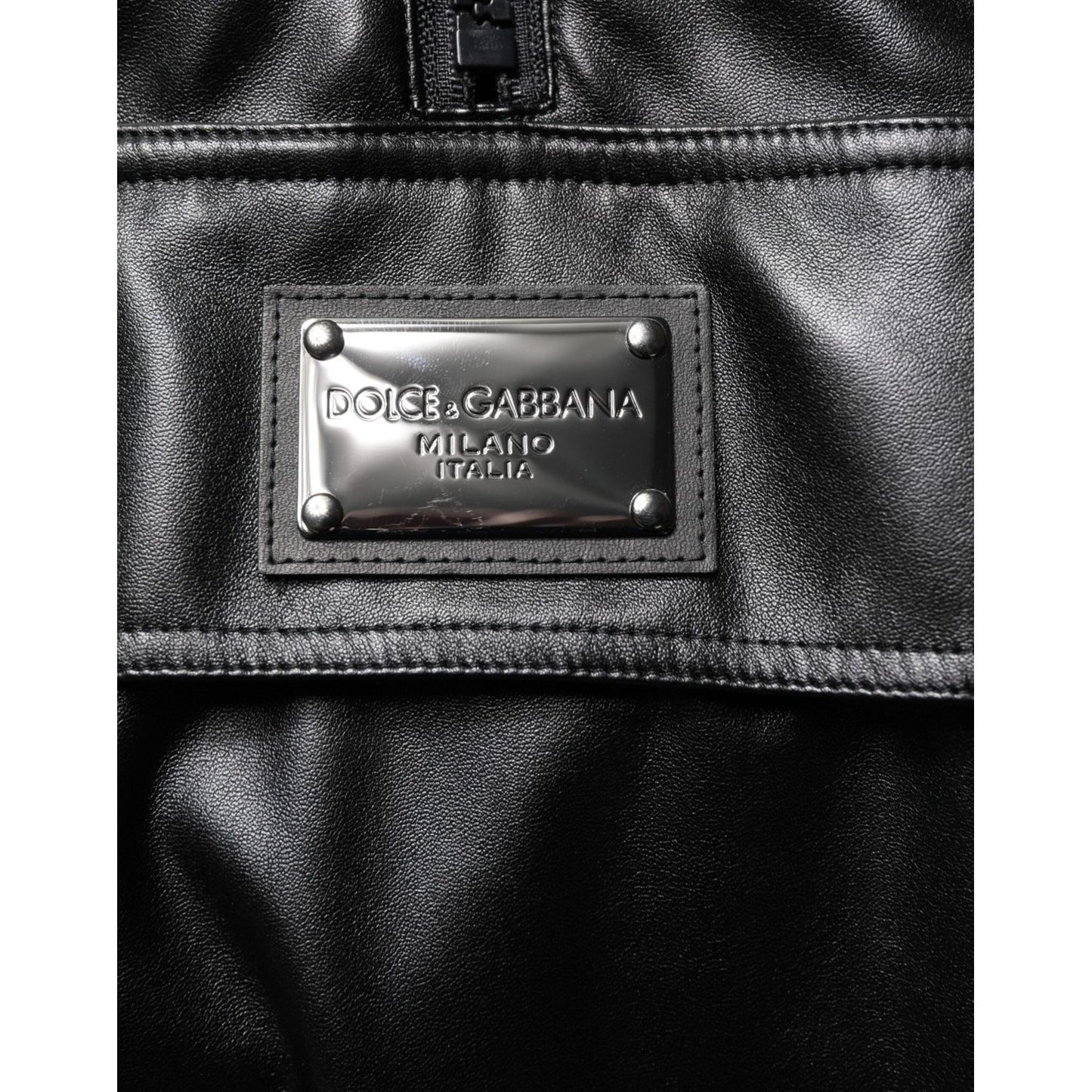 Dolce & Gabbana Black Polyester Logo Plaque Bomber Jacket 1728,67345645728,Black,Bombers - Jackets & Coats - Clothing,Clothing,Dolce & Gabbana,IT48 | M,Jackets & Coats - Clothing,Jackets - Men - Clothing,Material: 100% Polyester,Men,Men - Clothing,New wit