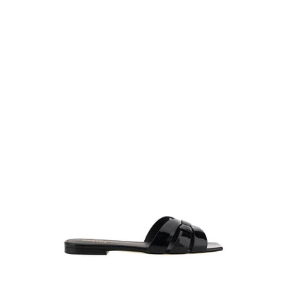 Saint Laurent Black Calf Leather Bos Taurus Sandals