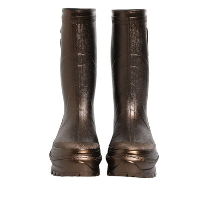 Dolce & Gabbana Metallic Bronze Pull On Rain Boots Shoes Dolce & Gabbana