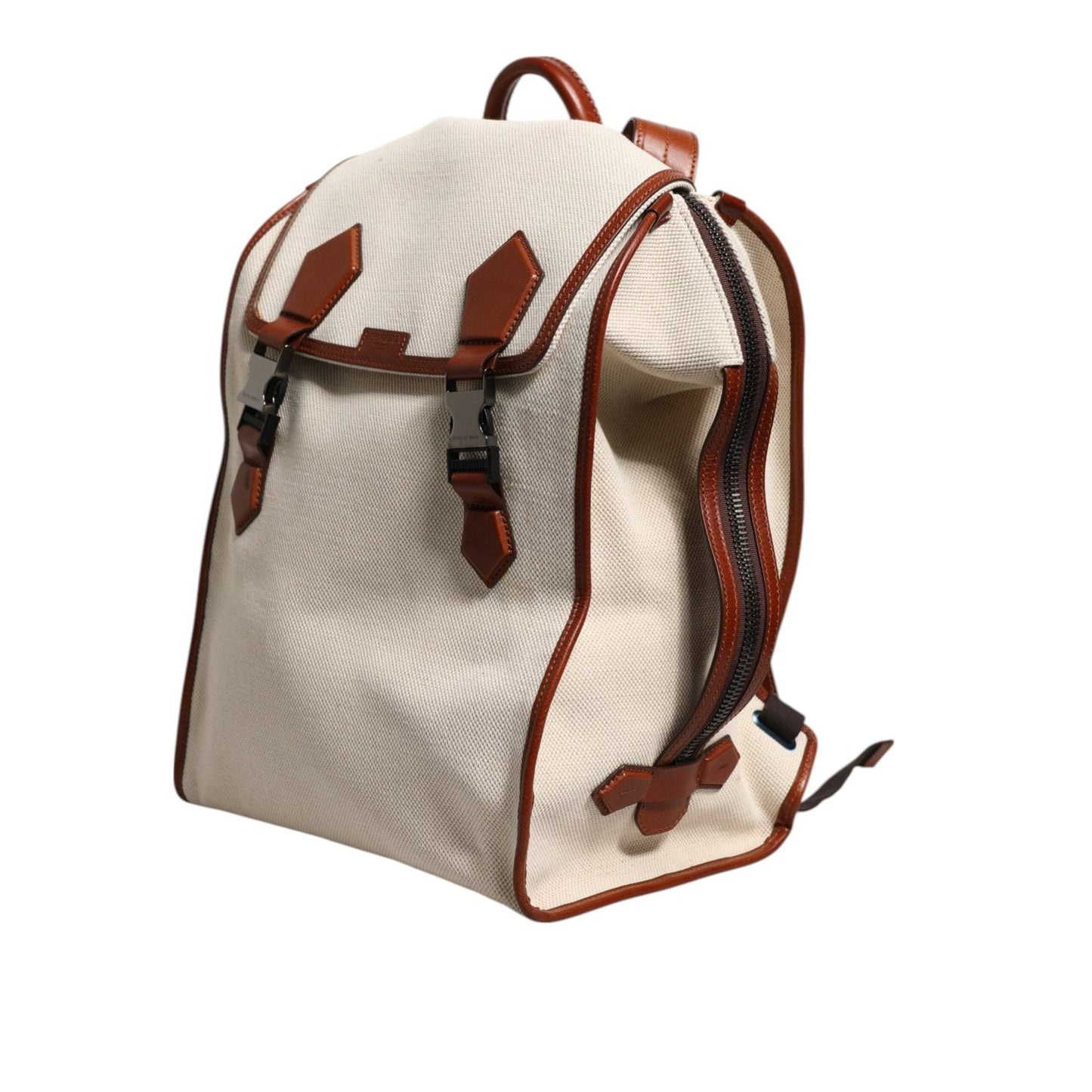 Dolce & Gabbana Beige Brown Canvas Leather EDGE Travel Men Back Pack Bag