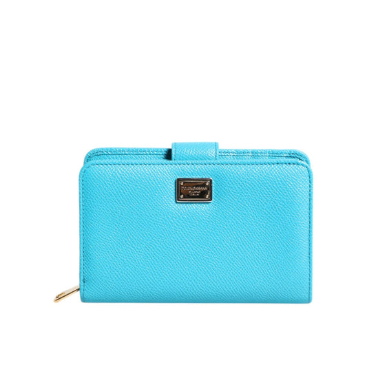 Dolce & Gabbana Light Blue Leather Bifold Continental Clutch Wallet 1728,67345645728,Accessories,Bags,Dolce & Gabbana,Leather Wallets - Wallets - Accessories,Light Blue,Material: 100% Calf Leather,New with tags,Wallets - Accessories,Wallets - Women - Bags