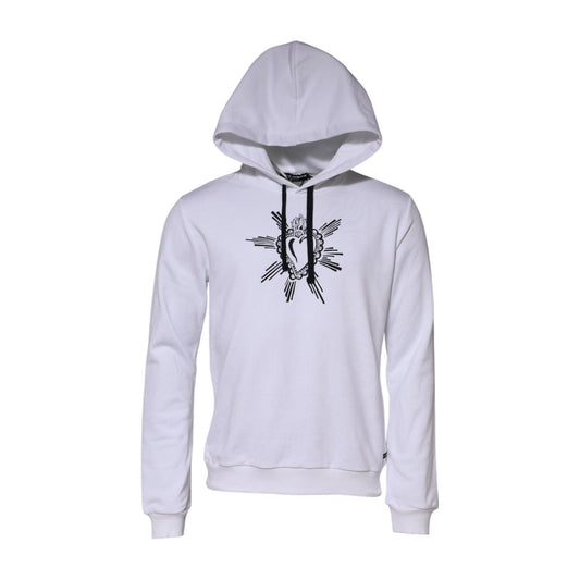 Dolce & Gabbana White Sacred Heart Hooded Sweatshirt Sweater 1728,67345645728,Clothing,Dolce & Gabbana,Hoodies - Sweaters - Clothing,IT50 | L,Material: 100% Cotton,Men,Preowned / Defect,Sweaters - Clothing,White