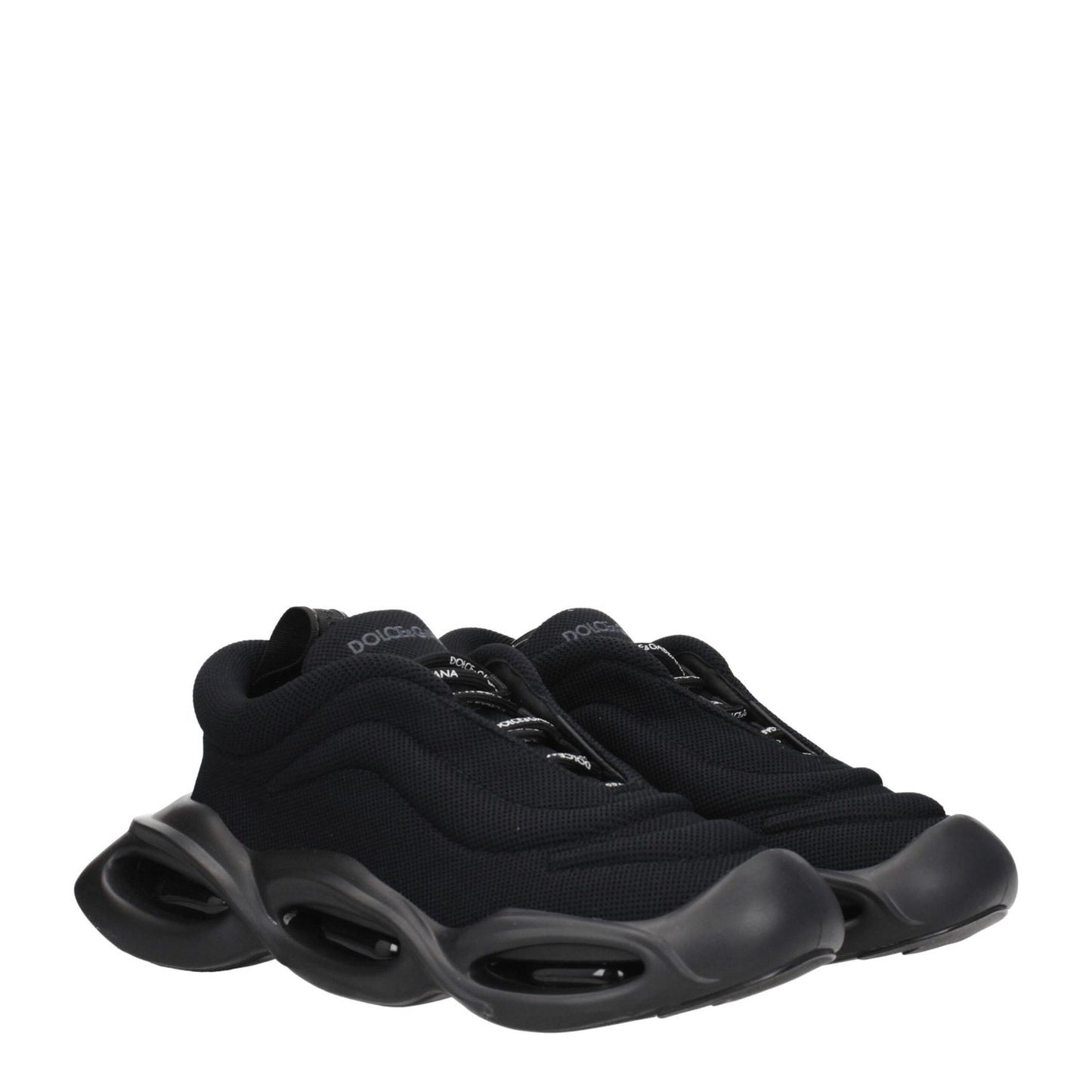 Dolce & Gabbana Black Fabric Chunky Sneakers