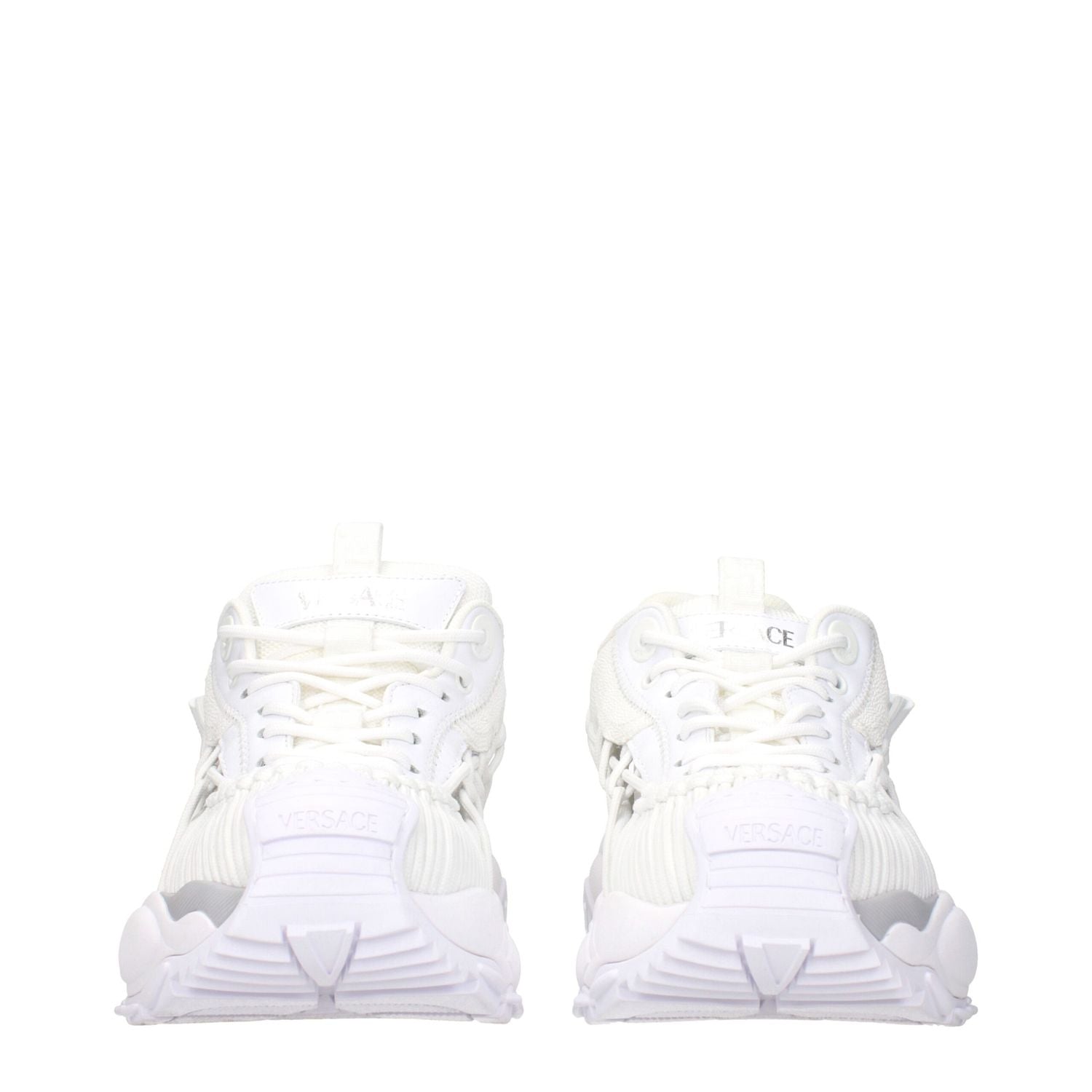 Versace White Leather Athletic Sneakers