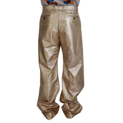 Dolce & Gabbana Metallic Gold Polyester StraightTrouser Pants