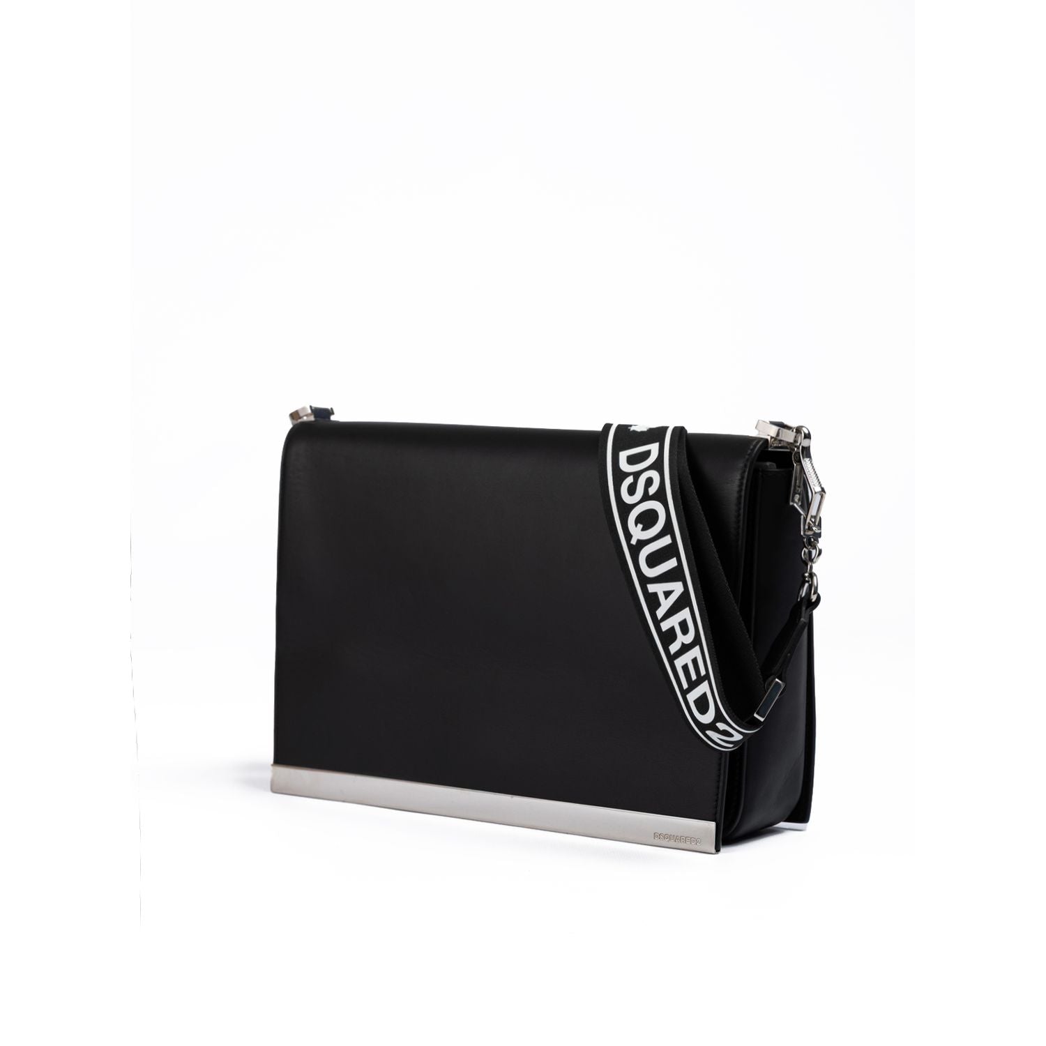 Dsquared² Black Leather Messenger Bag