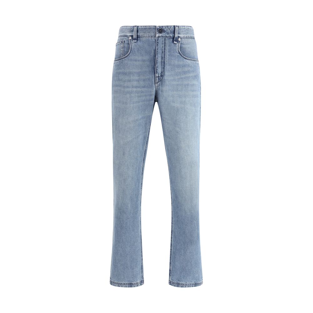 Fendi Light Blue Cotton Straight-Leg Jeans