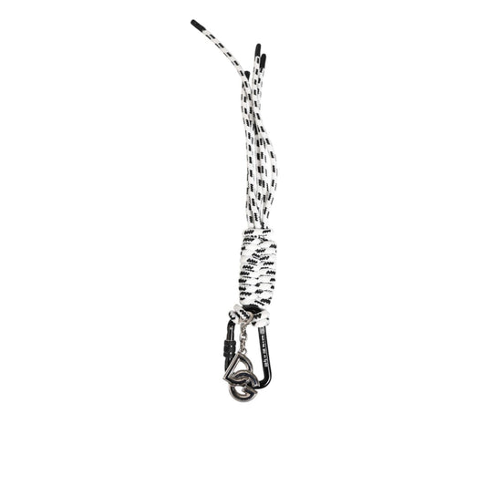 Dolce & Gabbana Black White Polyester Tape String DG Logo Keychain Keyring