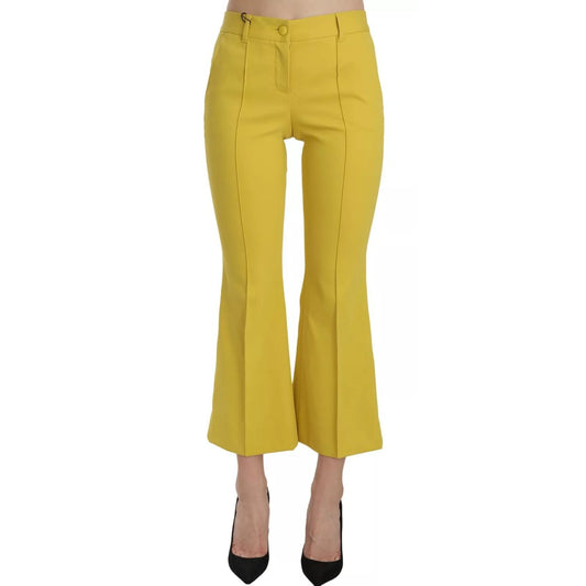 Dolce & Gabbana Yellow Flared Bootcut Capri Cotton Pants