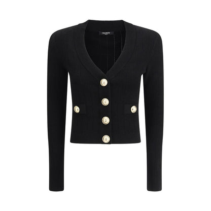 Balmain Black Viscose Cardigan