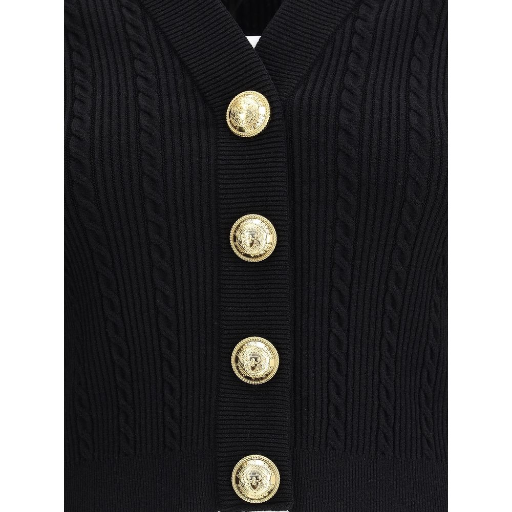 Balmain Black Viscose Cardigan