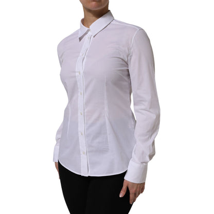 Dolce & Gabbana White Cotton Collared Dress Formal Shirt Top Dolce & Gabbana