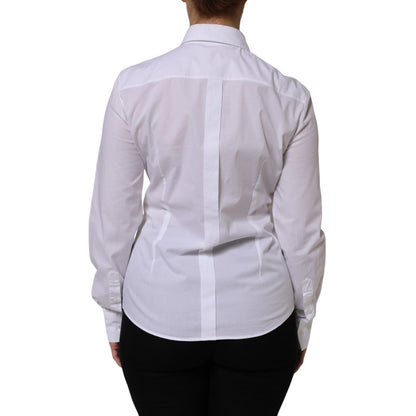 Dolce & Gabbana White Cotton Collared Dress Formal Shirt Top Dolce & Gabbana