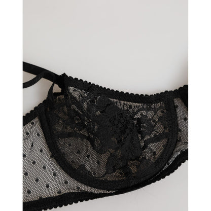 Dolce & Gabbana Black Floral Underwired Balconette Bra Underwear Dolce & Gabbana