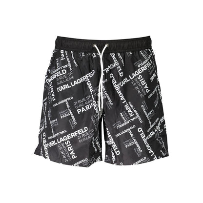 Karl Lagerfeld Black Polyester Men's Swim Trunk