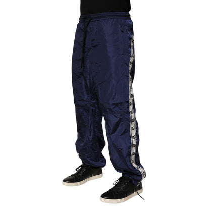 Dolce & Gabbana Blue Nylon Straight Jogger Sweatpants Pants Dolce & Gabbana