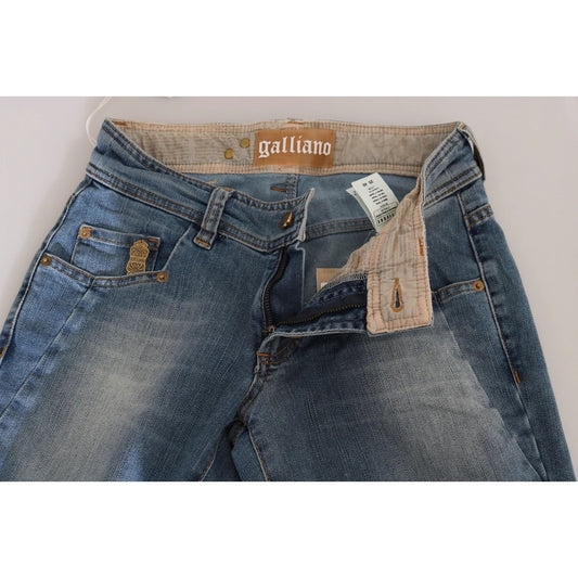 John Galliano Blue Washed Mid Waist Skinny Casual Denim Pants