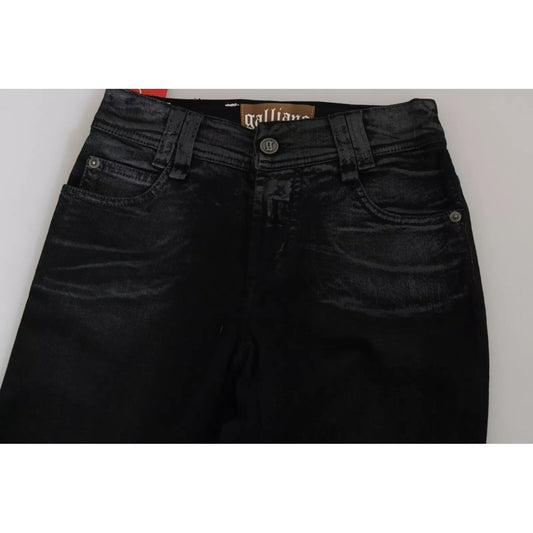 John Galliano Black Washed High Waist Flared Denim Casual Pants Jeans