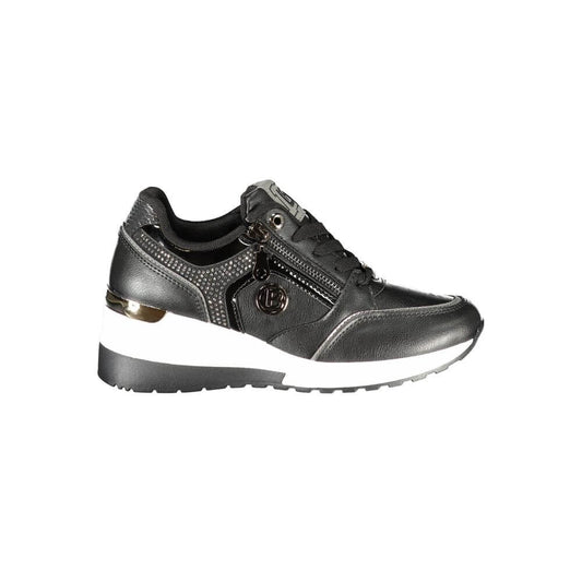 Laura Biagiotti Black Polyurethane Women Sneaker 1728,67403481248,Athletic - Sneakers - Shoes,Black,EU39/US9,EU40/US10,Laura Biagiotti,New with tags,Shoes,Sneakers - Shoes,Women
