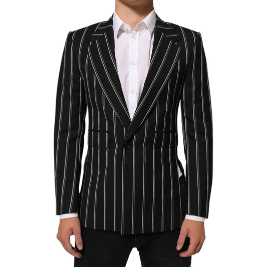 Dolce & Gabbana Black Stripes SICILIA 1 Button Suit Blazer