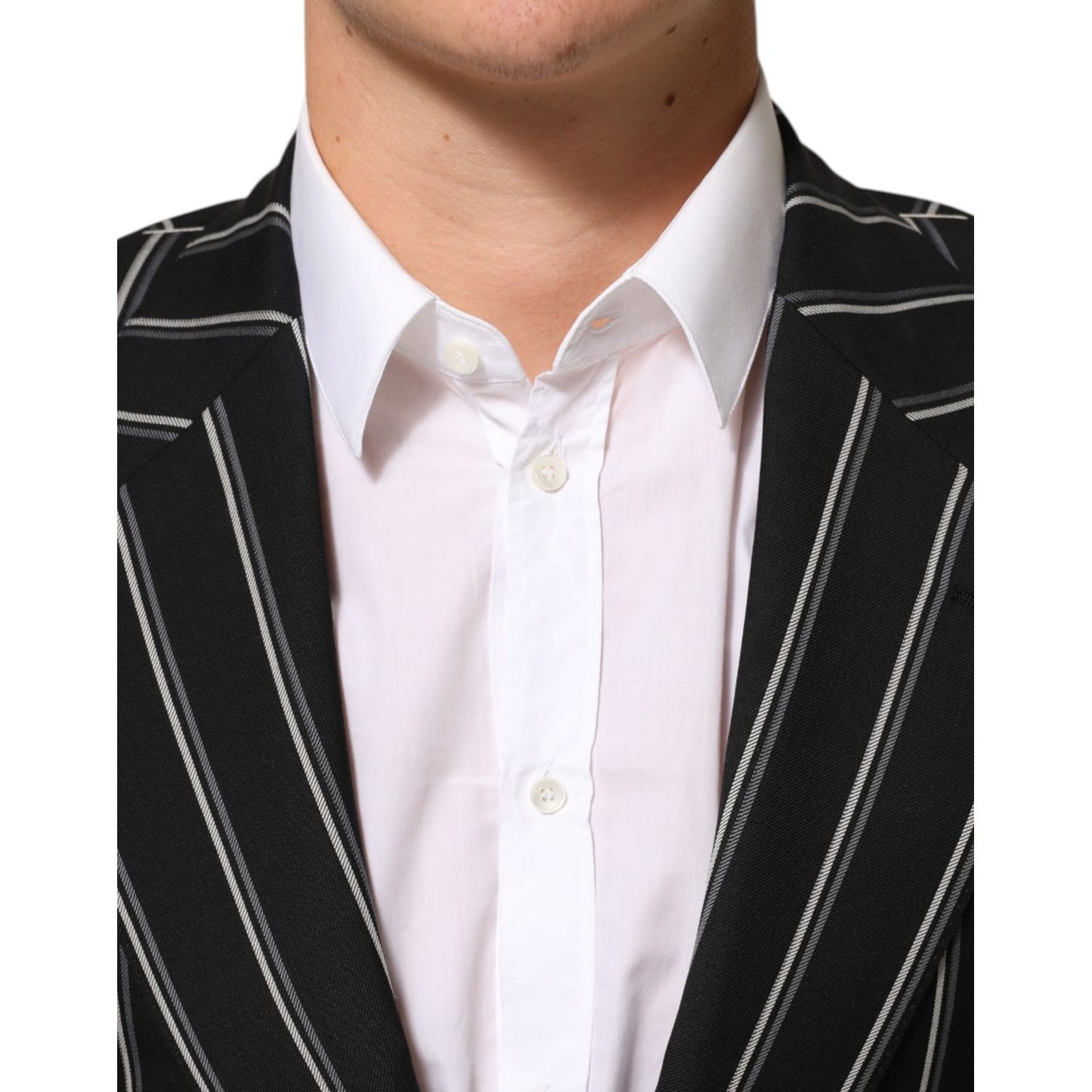 Dolce & Gabbana Black Stripes SICILIA 1 Button Suit Blazer