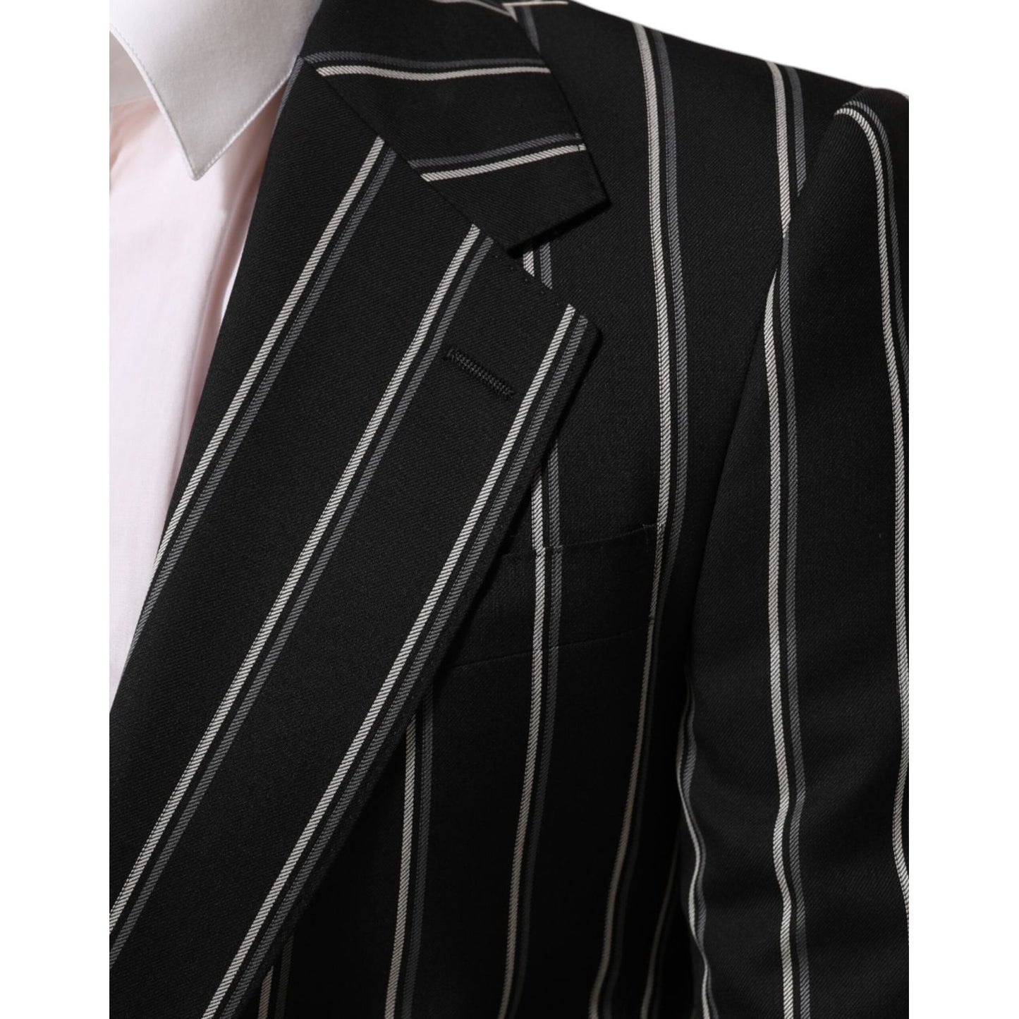 Dolce & Gabbana Black Stripes SICILIA 1 Button Suit Blazer