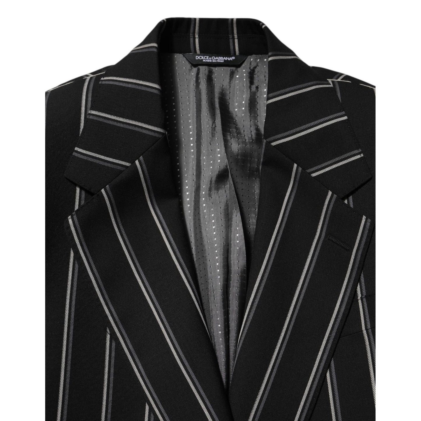 Dolce & Gabbana Black Stripes SICILIA 1 Button Suit Blazer