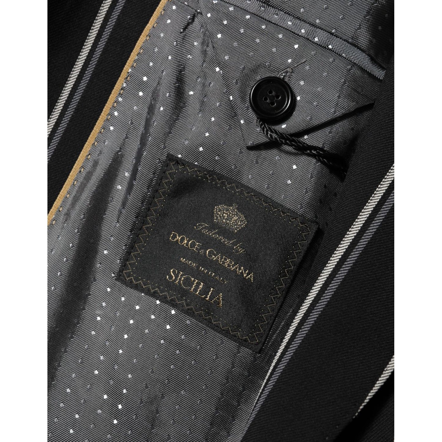 Dolce & Gabbana Black Stripes SICILIA 1 Button Suit Blazer