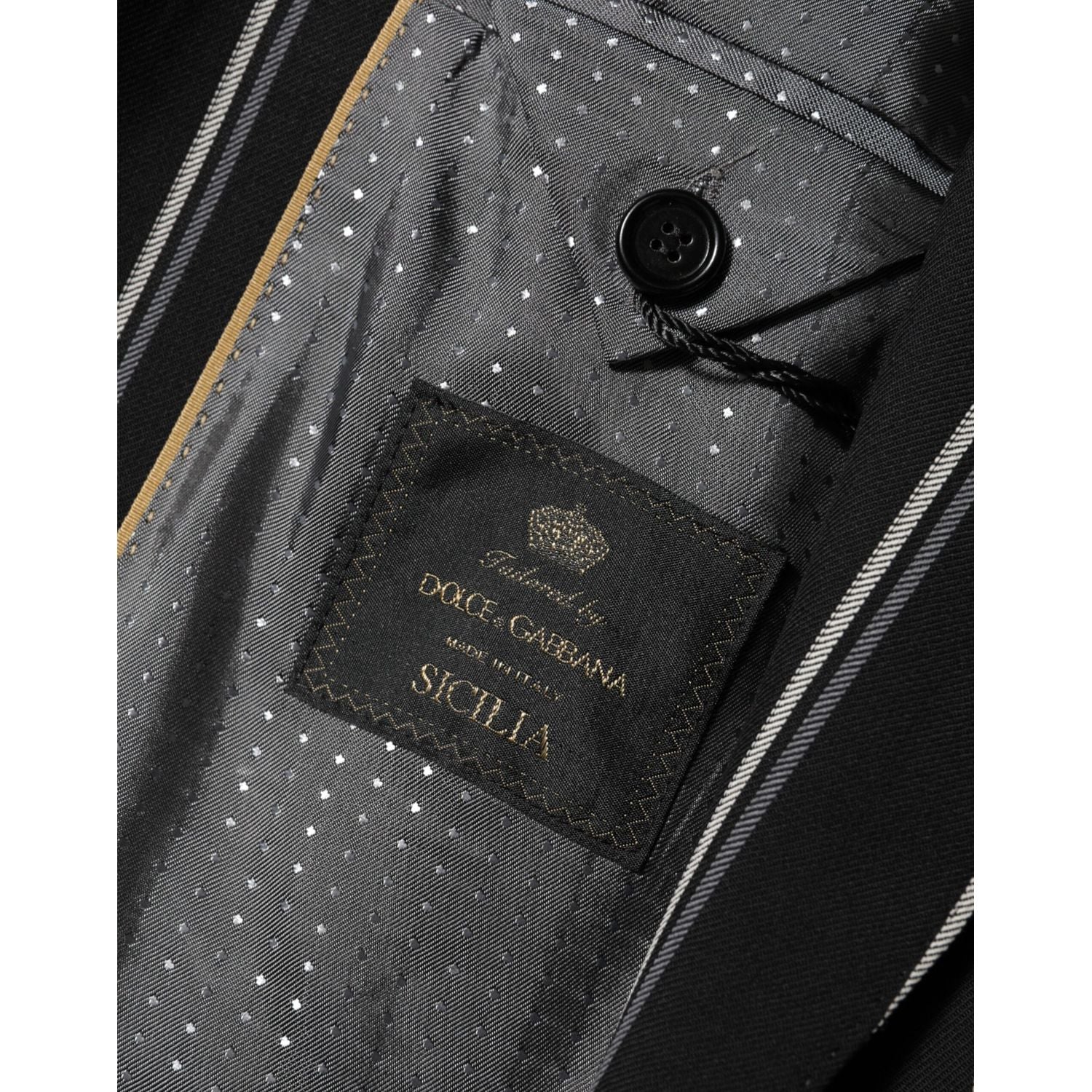 Dolce & Gabbana Black Stripes SICILIA 1 Button Suit Blazer