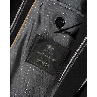 Dolce & Gabbana Black Stripes SICILIA 1 Button Suit Blazer