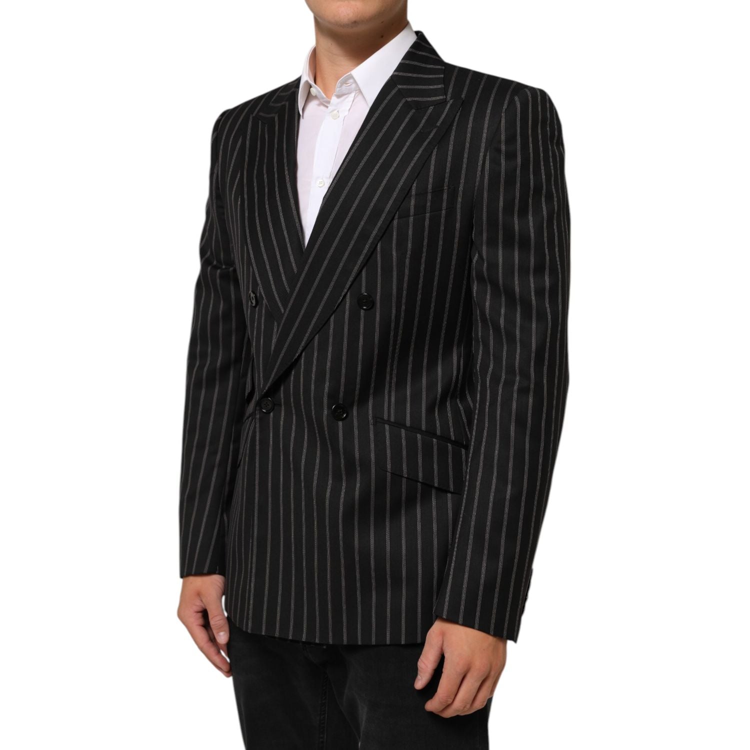 Dolce & Gabbana Black Stripes SICILIA 1 Button Suit Blazer