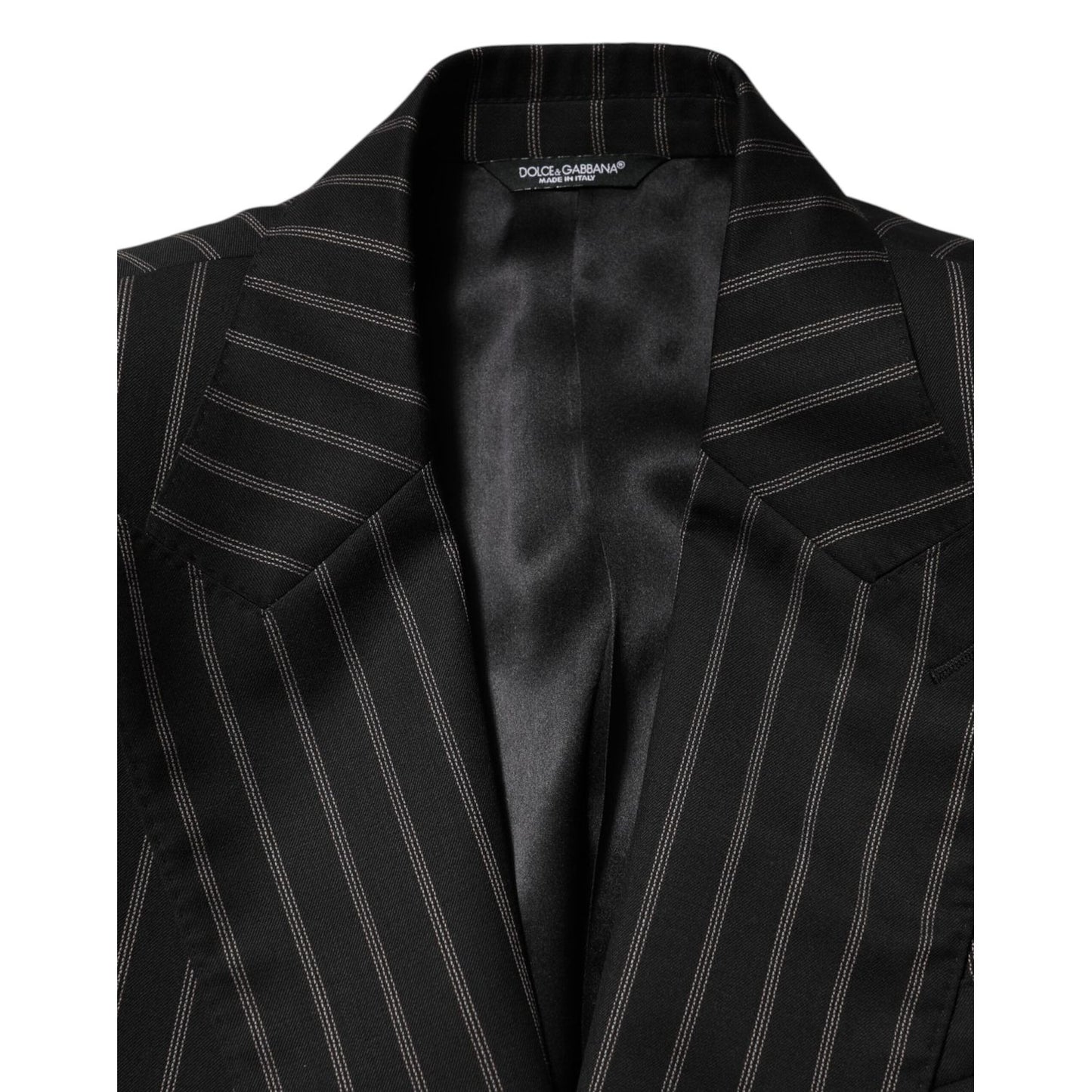 Dolce & Gabbana Black Stripes SICILIA 1 Button Suit Blazer