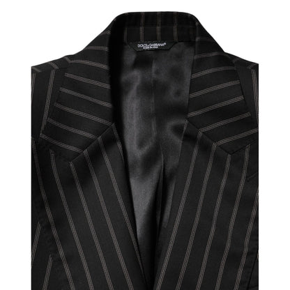 Dolce & Gabbana Black Stripes SICILIA 1 Button Suit Blazer