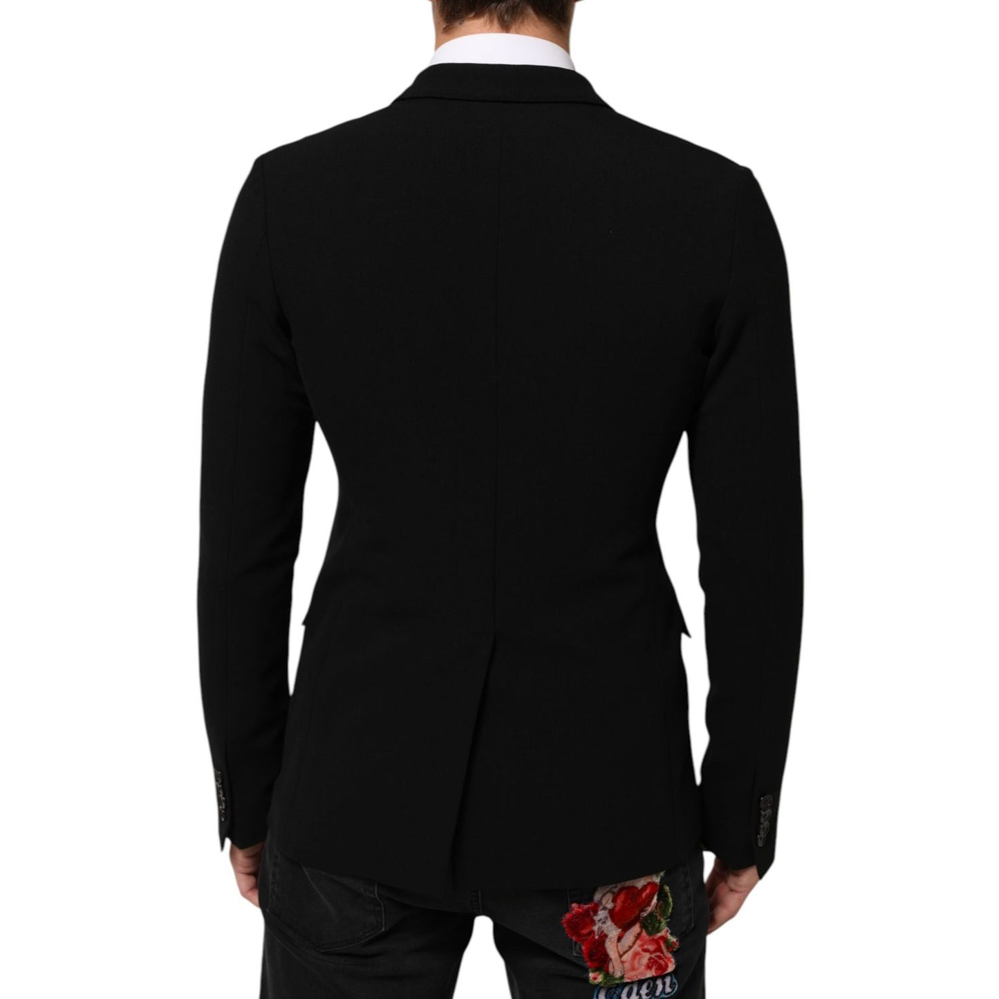 Dolce & Gabbana Black Wool Double Breasted Men Jacket Blazer