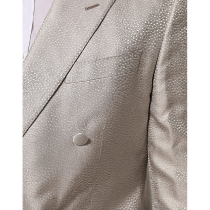 Dolce & Gabbana Beige MARTINI Double-Breasted Suit Blazer