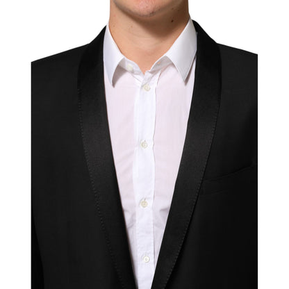 Dolce & Gabbana Black Wool GOLD 1 Button Men Suit Blazer