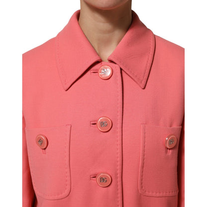 Dolce & Gabbana Pink Buttoned Down Trench Coat Jacket 1728,67345645728,Clothing,Coats - Jackets & Coats - Clothing,Dolce & Gabbana,IT44 | L,Jackets & Coats - Clothing,Material: 100%WV,Pink,Preowned / Defect,Women