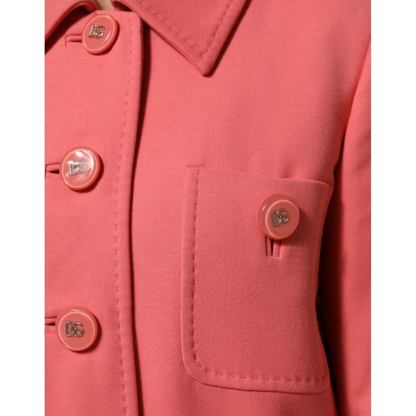 Dolce & Gabbana Pink Buttoned Down Trench Coat Jacket 1728,67345645728,Clothing,Coats - Jackets & Coats - Clothing,Dolce & Gabbana,IT44 | L,Jackets & Coats - Clothing,Material: 100%WV,Pink,Preowned / Defect,Women