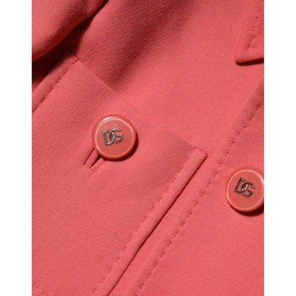 Dolce & Gabbana Pink Buttoned Down Trench Coat Jacket 1728,67345645728,Clothing,Coats - Jackets & Coats - Clothing,Dolce & Gabbana,IT44 | L,Jackets & Coats - Clothing,Material: 100%WV,Pink,Preowned / Defect,Women
