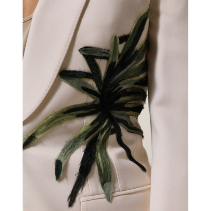 Dolce & Gabbana Beige Embroidered Single Breasted Jacket