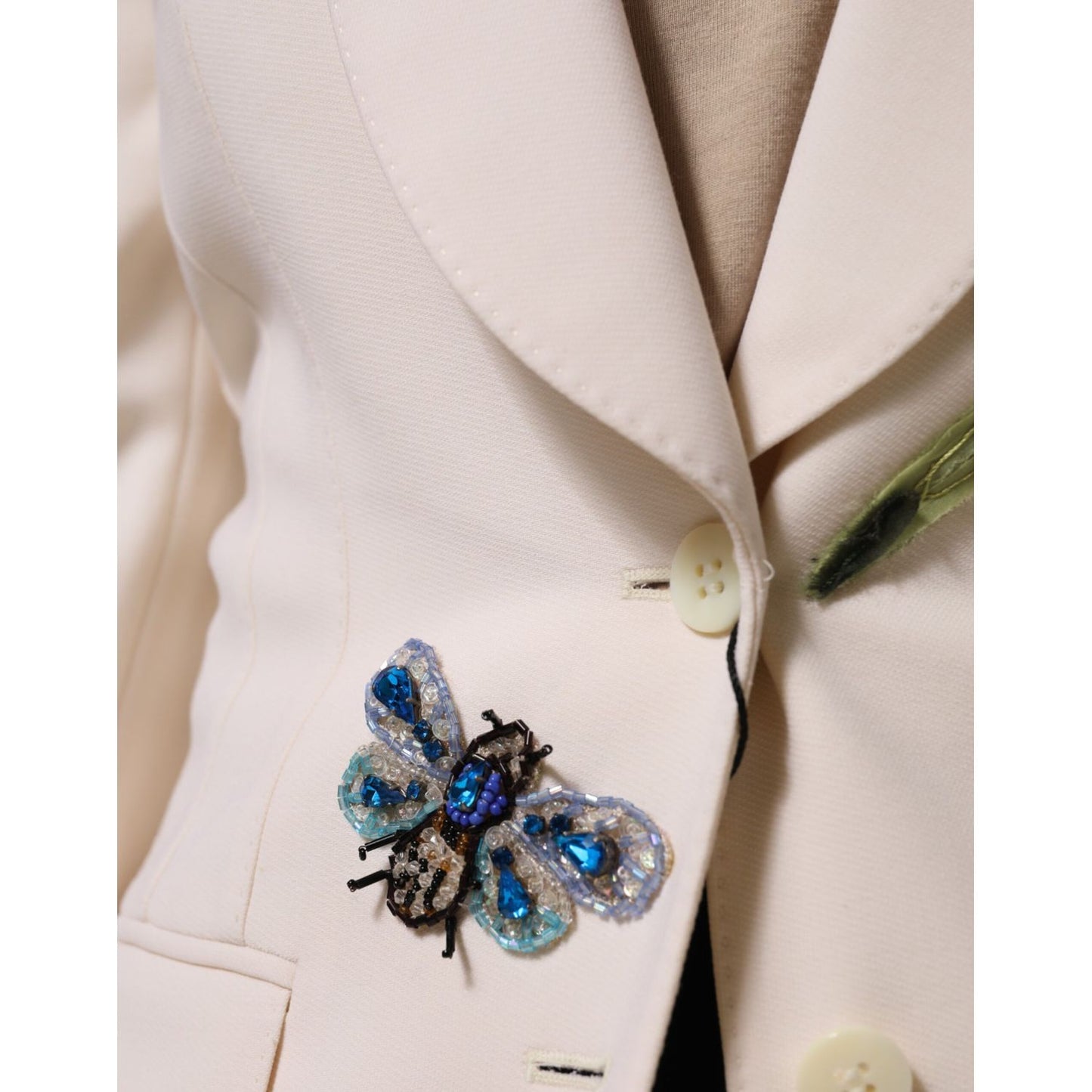 Dolce & Gabbana Beige Embroidered Single Breasted Jacket