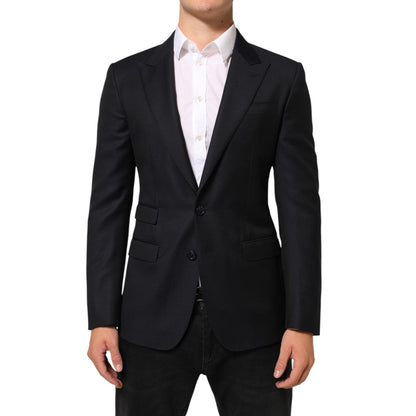 Dolce & Gabbana Dark Blue Wool NAPOLI 2 Button Men Suit Blazer